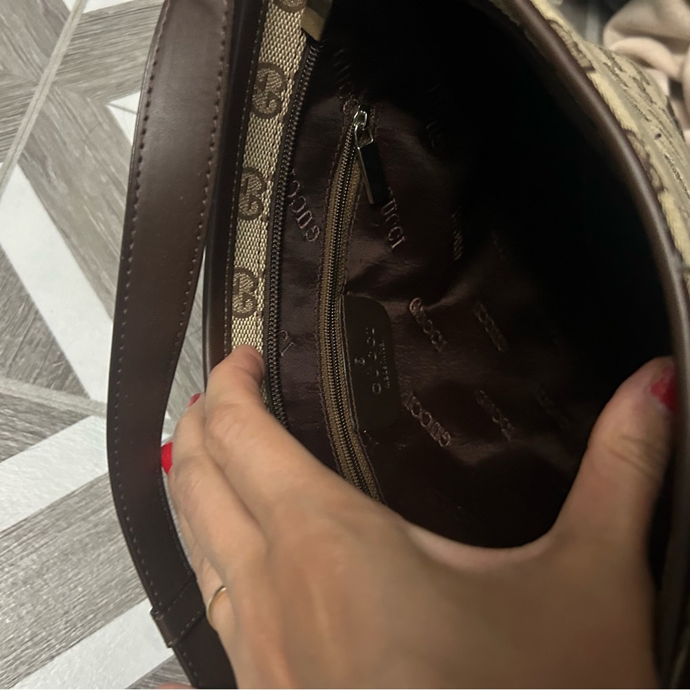 Brown and Beige Monogram Shoulder Bag
